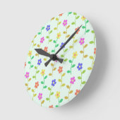 Farbenfrohe Blume, Blumenmuster, Grüne, Boho Runde Wanduhr (Winkel)
