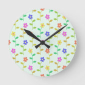 Farbenfrohe Blume, Blumenmuster, Grüne, Boho Runde Wanduhr (Vorderseite)