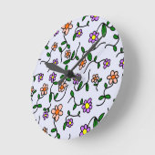 Farbenfrohe Blume, Blumenmuster, Grüne, Boho Runde Wanduhr (Winkel)