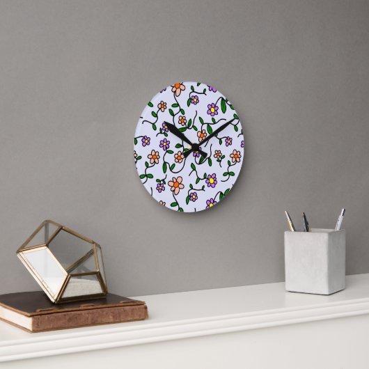 Farbenfrohe Blume, Blumenmuster, Grüne, Boho Runde Wanduhr (Büro)