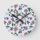 Farbenfrohe Blume, Blumenmuster, Grüne, Boho Runde Wanduhr (Vorderseite)