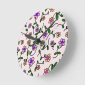 Farbenfrohe Blume, Blumenmuster, Grüne, Boho Runde Wanduhr (Winkel)