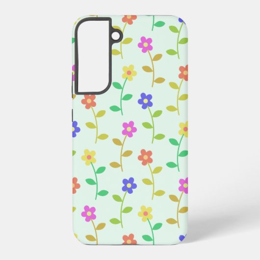 Farbenfrohe Blume, Blumenmuster, Grüne, Boho Samsung Galaxy Hülle (Rückseite)