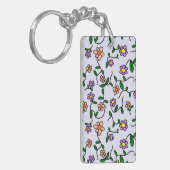 Farbenfrohe Blume, Blumenmuster, Grüne, Boho Schlüsselanhänger (Vorderseite links)