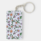 Farbenfrohe Blume, Blumenmuster, Grüne, Boho Schlüsselanhänger (Rückseite)