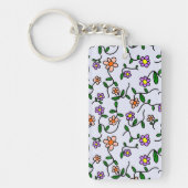 Farbenfrohe Blume, Blumenmuster, Grüne, Boho Schlüsselanhänger (Vorderseite)