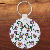 Farbenfrohe Blume, Blumenmuster, Grüne, Boho Schlüsselanhänger (Vorderseite)