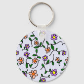 Farbenfrohe Blume, Blumenmuster, Grüne, Boho Schlüsselanhänger (Rückseite)