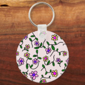 Farbenfrohe Blume, Blumenmuster, Grüne, Boho Schlüsselanhänger (Vorderseite)