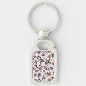 Farbenfrohe Blume, Blumenmuster, Grüne, Boho Schlüsselanhänger (Vorderseite)