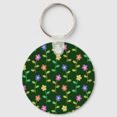 Farbenfrohe Blume, Blumenmuster, Grüne, Boho Schlüsselanhänger (Rückseite)