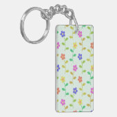 Farbenfrohe Blume, Blumenmuster, Grüne, Boho Schlüsselanhänger (Vorderseite links)