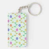 Farbenfrohe Blume, Blumenmuster, Grüne, Boho Schlüsselanhänger (Rückseite)