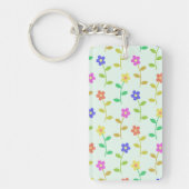 Farbenfrohe Blume, Blumenmuster, Grüne, Boho Schlüsselanhänger (Vorderseite)