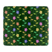 Farbenfrohe Blume, Blumenmuster, Grüne, Boho Schneidebrett (Vorderseite)