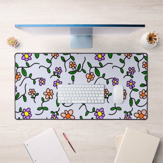 Farbenfrohe Blume, Blumenmuster, Grüne, Boho Schreibtischunterlage (Büro 1)