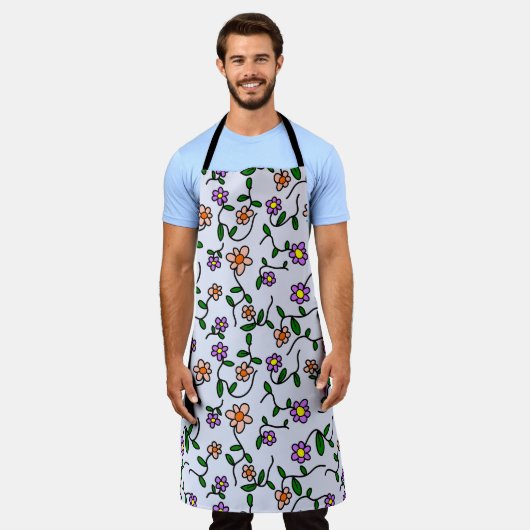 Farbenfrohe Blume, Blumenmuster, Grüne, Boho Schürze (Getragen)