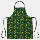 Farbenfrohe Blume, Blumenmuster, Grüne, Boho Schürze (Vorderseite)