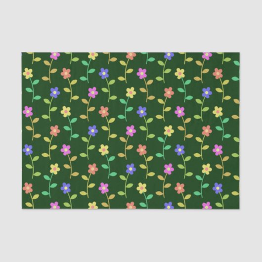 Farbenfrohe Blume, Blumenmuster, Grüne, Boho Seidenpapier (Vorderseite)