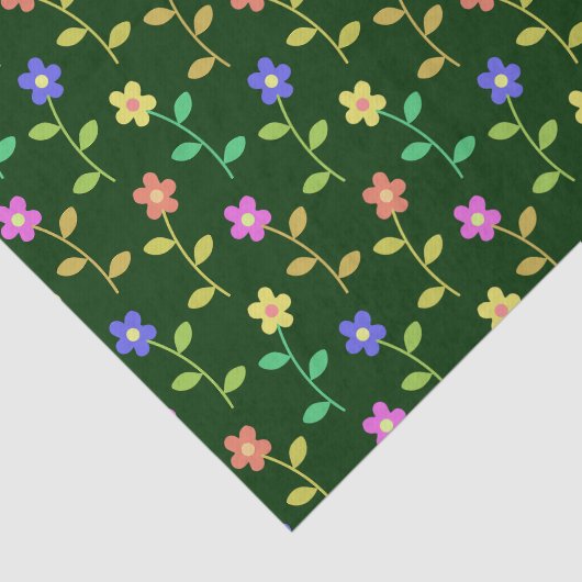 Farbenfrohe Blume, Blumenmuster, Grüne, Boho Seidenpapier (Ausschnitt)