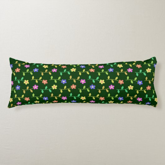 Farbenfrohe Blume, Blumenmuster, Grüne, Boho Seitenschläferkissen (Vorderseite)