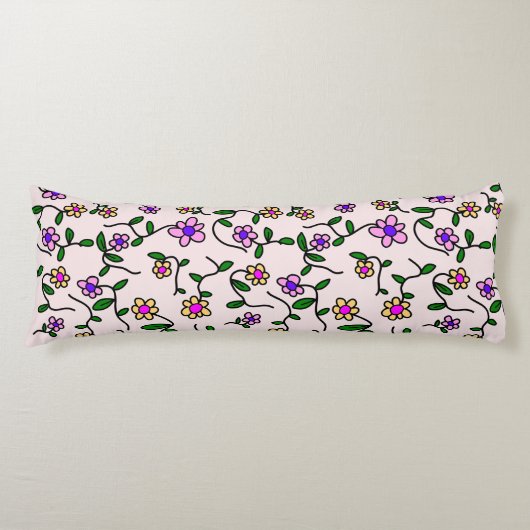Farbenfrohe Blume, Blumenmuster, Grüne, Boho Seitenschläferkissen (Vorderseite)