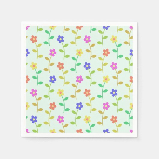 Farbenfrohe Blume, Blumenmuster, Grüne, Boho Serviette (Vorderseite)