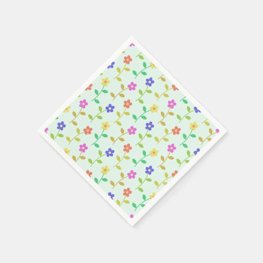 Farbenfrohe Blume, Blumenmuster, Grüne, Boho Serviette (Ecke)