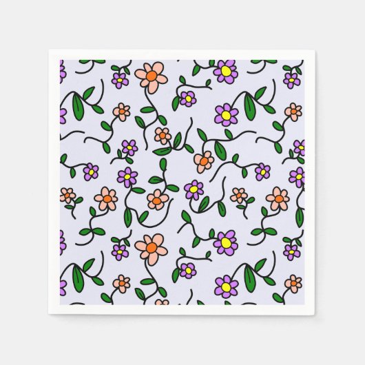 Farbenfrohe Blume, Blumenmuster, Grüne, Boho Serviette (Vorderseite)