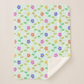 Farbenfrohe Blume, Blumenmuster, Grüne, Boho Sherpadecke (Vorderseite)