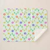Farbenfrohe Blume, Blumenmuster, Grüne, Boho Sherpadecke (Vorderseite (Horizontal))