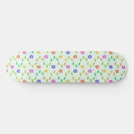 Farbenfrohe Blume, Blumenmuster, Grüne, Boho Skateboard (Horizontal)