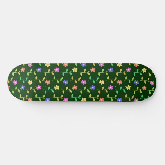 Farbenfrohe Blume, Blumenmuster, Grüne, Boho Skateboard (Horizontal)