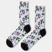 Farbenfrohe Blume, Blumenmuster, Grüne, Boho Socken (Linkes Detail)