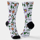 Farbenfrohe Blume, Blumenmuster, Grüne, Boho Socken (Gewinkelt)