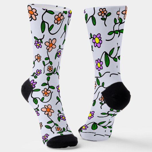 Farbenfrohe Blume, Blumenmuster, Grüne, Boho Socken (Gewinkelt)