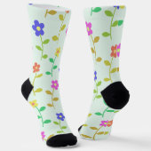 Farbenfrohe Blume, Blumenmuster, Grüne, Boho Socken (Gewinkelt)