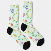 Farbenfrohe Blume, Blumenmuster, Grüne, Boho Socken (Rechts)