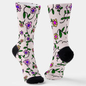 Farbenfrohe Blume, Blumenmuster, Grüne, Boho Socken (Gewinkelt)