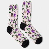 Farbenfrohe Blume, Blumenmuster, Grüne, Boho Socken (Rechts)