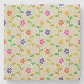 Farbenfrohe Blume, Blumenmuster, Grüne, Boho Steinuntersetzer (Vorderseite)