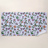 Farbenfrohe Blume, Blumenmuster, Grüne, Boho Strandtuch (Vorderseite)