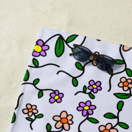 Farbenfrohe Blume, Blumenmuster, Grüne, Boho Strandtuch