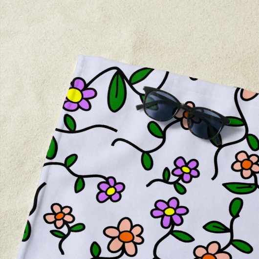 Farbenfrohe Blume, Blumenmuster, Grüne, Boho Strandtuch (Beispiel)