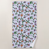 Farbenfrohe Blume, Blumenmuster, Grüne, Boho Strandtuch (Vorderseite)