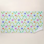 Farbenfrohe Blume, Blumenmuster, Grüne, Boho Strandtuch (Vorderseite)