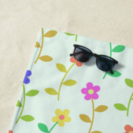 Farbenfrohe Blume, Blumenmuster, Grüne, Boho Strandtuch