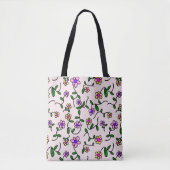 Farbenfrohe Blume, Blumenmuster, Grüne, Boho Tasche (Vorderseite)