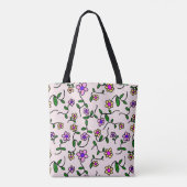 Farbenfrohe Blume, Blumenmuster, Grüne, Boho Tasche (Rückseite)