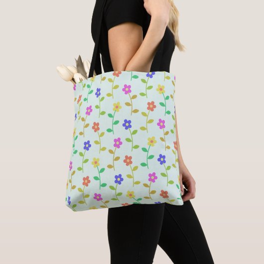 Farbenfrohe Blume, Blumenmuster, Grüne, Boho Tasche (Von Nahem)